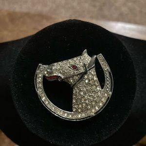 Vintage Rhinestone Horse Head Brooch